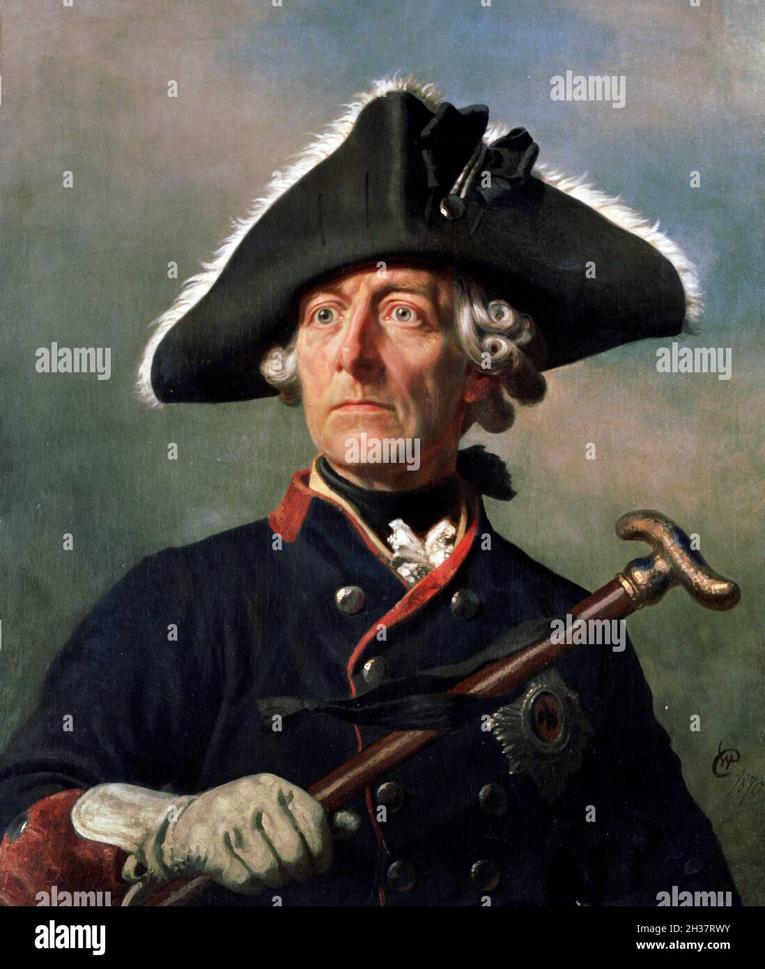 Frédéric le Grand.Portrait de Frédéric II de Prusse (1712-1786) par Wilhelm Camphausen, huile sur toile, 1870.Frédéric II fut roi de Prusse de 1740 jusqu'à sa mort en 1786. Banque D'Images