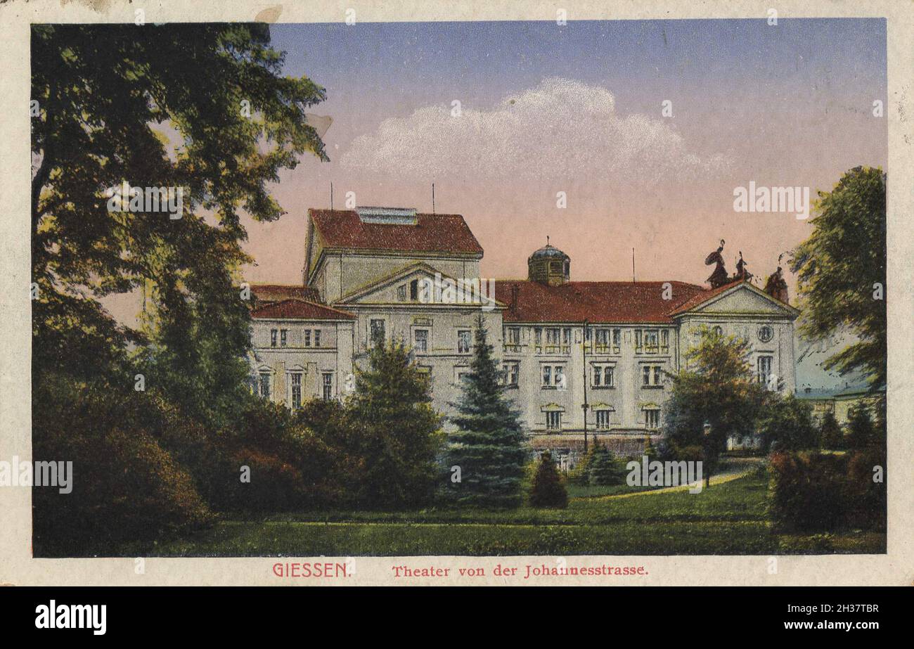 Theatre von der Johannesstraße, Giessen, Hessen, Deutschland, Ansicht von CA 1910, digitale Reproduktion einer gemeinfreien Postkarte Banque D'Images