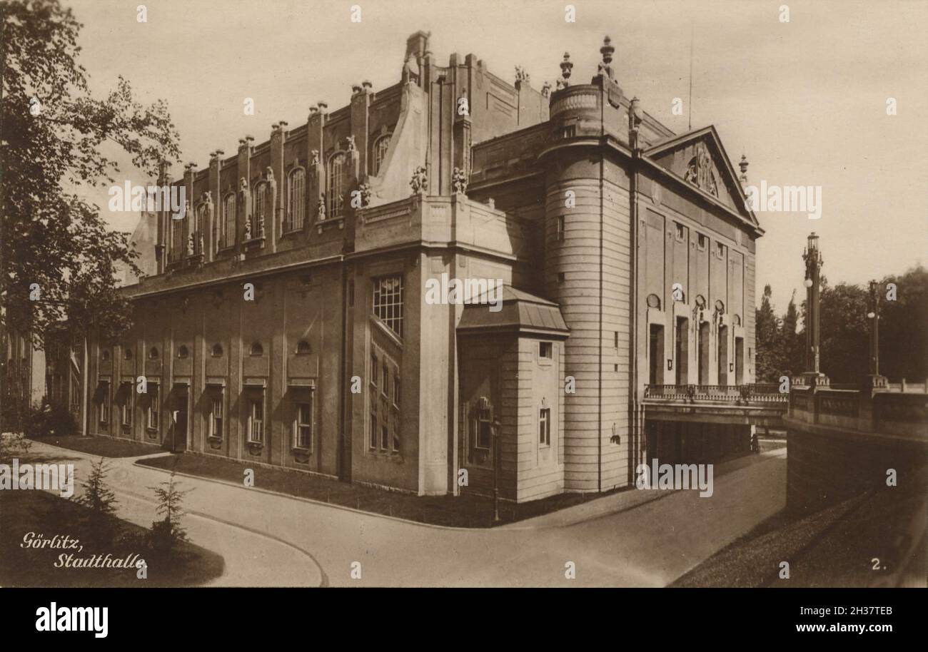 Stadthalle von Görlitz, Sachsen, Deutschland, Ansicht von CA 1910, digitale Reproduktion einer gemeinfreien Postkarte Banque D'Images