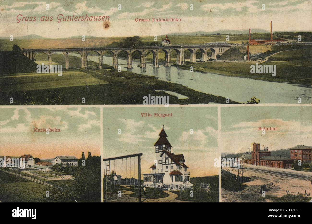 Guntershausen, Baunatal im nordhessischen Landkreis Kassel, Hessen, Deutschland, Ansicht von CA 1910, digitale Reproduktion einer gemeinfreien Postkarte Banque D'Images