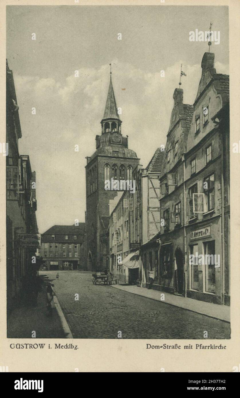Güstrow, Landkreis Rostock, Mecklembourg-Poméranie-Occidentale, Deutschland, Ansicht von CA 1910, digitale Reproduktion einer gemeinfreien Postkarte Banque D'Images