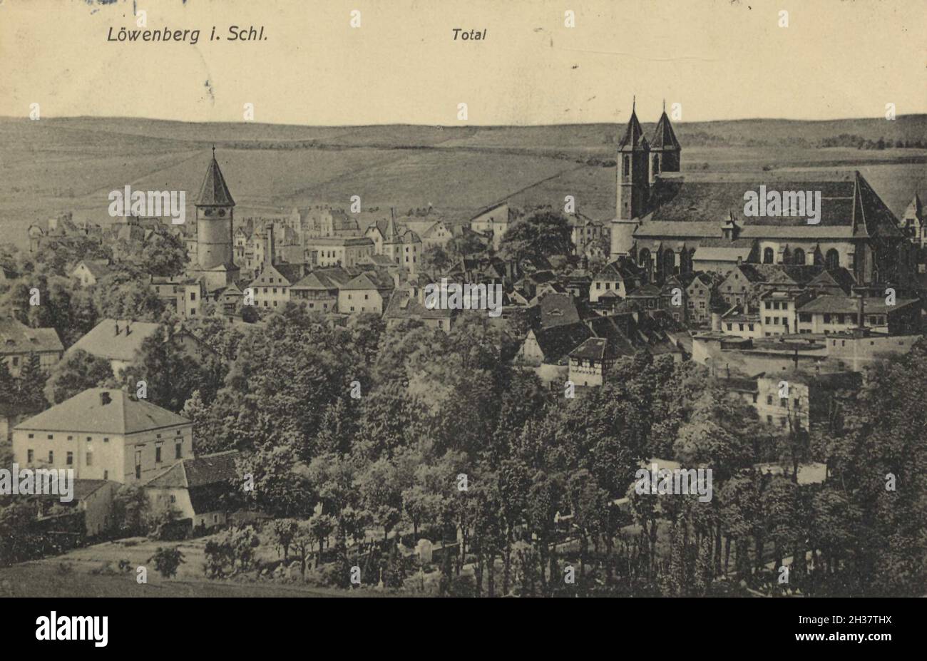 Löwernberg in Schlesien, heute Lwowek Slaski, Stadt der Woiwodschaft Niederschlesien in Polen, Ansicht von ca 1910, digitale Reproduktion einer gemeinfreien Postkarte Banque D'Images