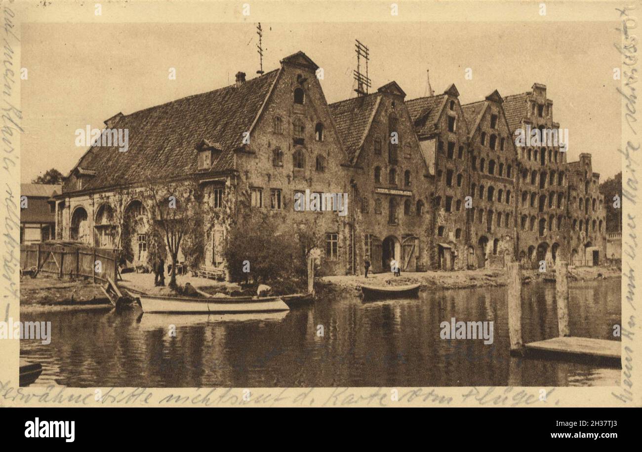 Alte Speicher an der Trave, Lübeck, Schleswig-Holstein, Deutschland, Ansicht von CA 1910, digitale Reproduktion einer gemeinfreien Postkarte Banque D'Images