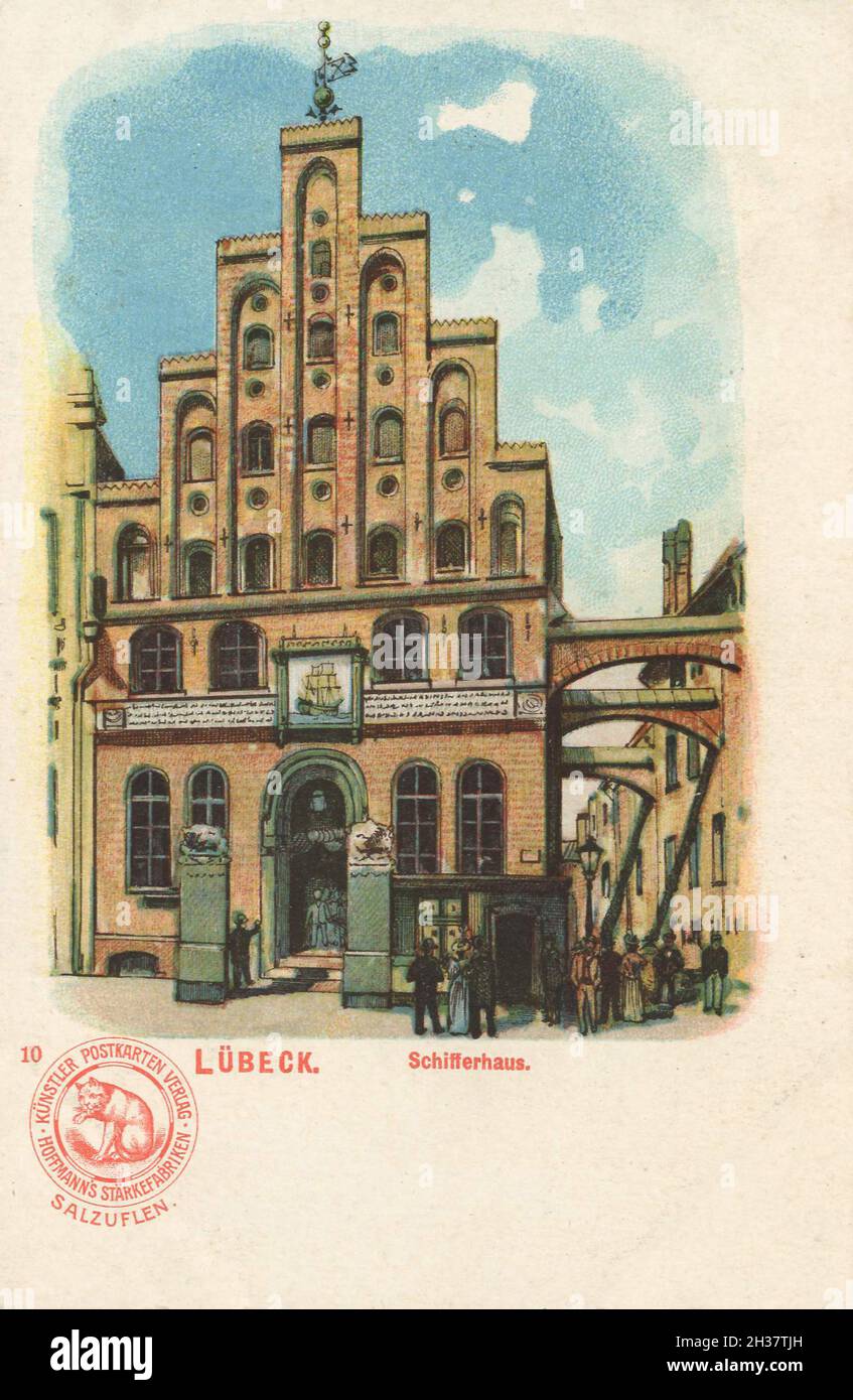 Schifferhaus in Lübeck, Schleswig-Holstein, Deutschland, Ansicht von CA 1910, digitale Reproduktion einer gemeinfreien Postkarte Banque D'Images