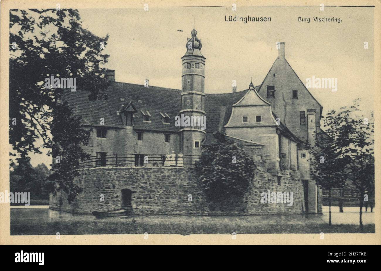 Burg Vischering BEI Lüdinghausen, Landkreis Coesfeld, Nordrhein-Westfalen, Deutschland, Ansicht von CA 1910, digitale Reproduktion einer gemeinfreien Postkarte Banque D'Images