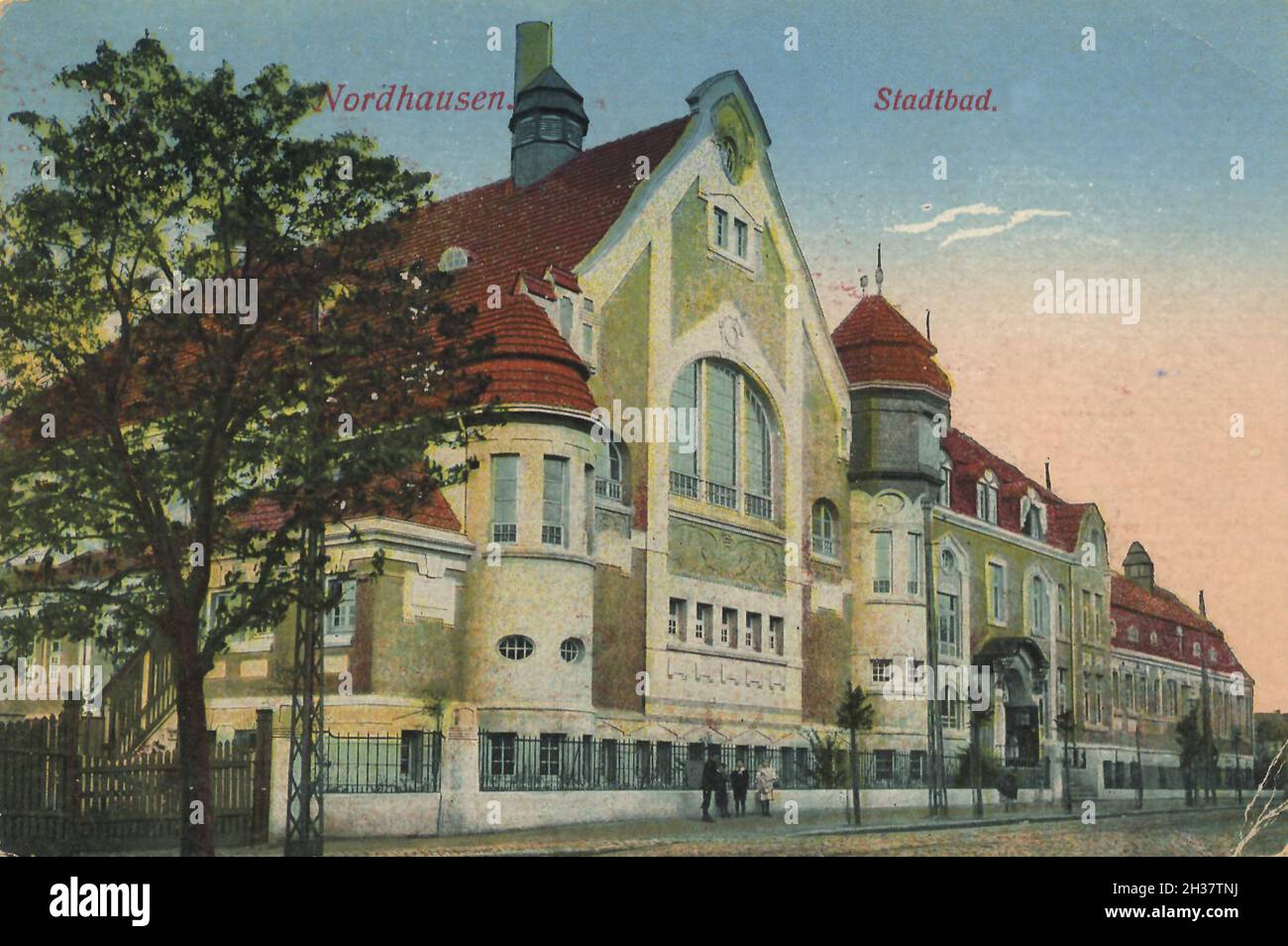 Stadtbad von Nordhausen, Thüringen, Deutschland, Ansicht von CA 1910, digitale Reproduktion einer gemeinfreien Postkarte Banque D'Images