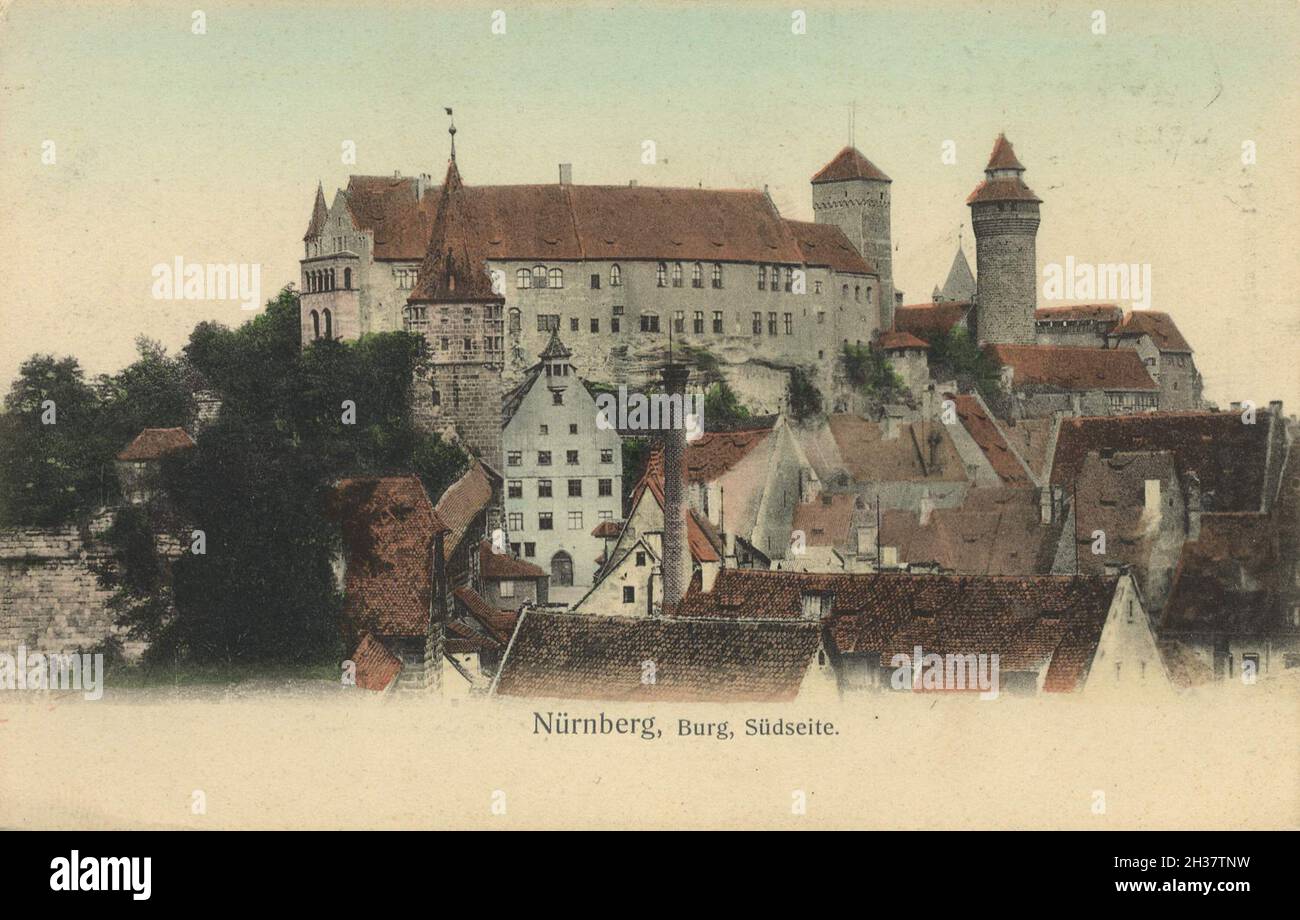 Burg von Nürnberg, Mittelfranken, Bayern, Deutschland, Ansicht von ca 1910, digitale Reproduktion einer gemeinfreien Postkarte Banque D'Images