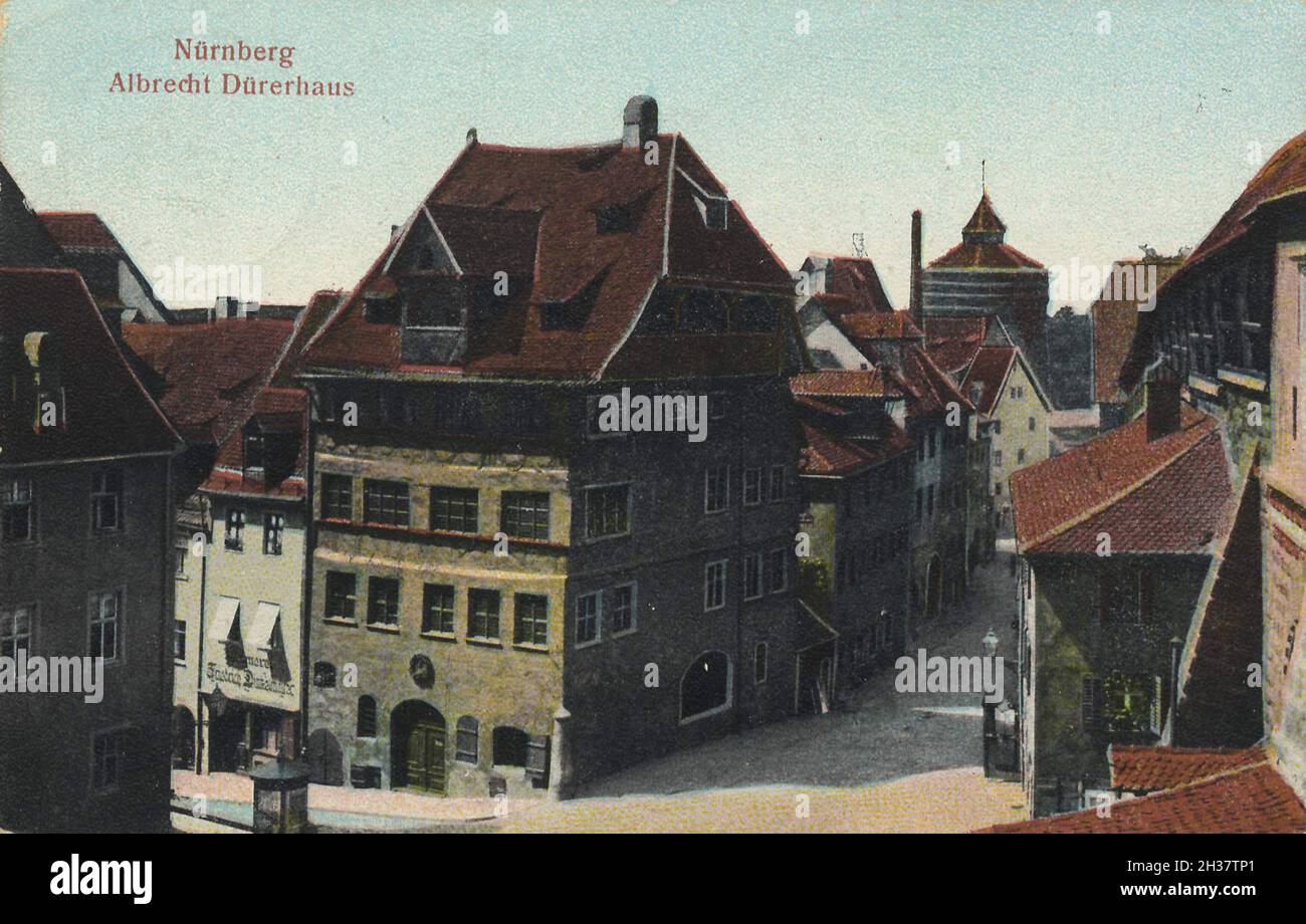 Dürerhaus in Nürnberg, Mittelfranken, Bayern, Deutschland, Ansicht von ca 1910, digitale Reproduktion einer gemeinfreien Postkarte Banque D'Images