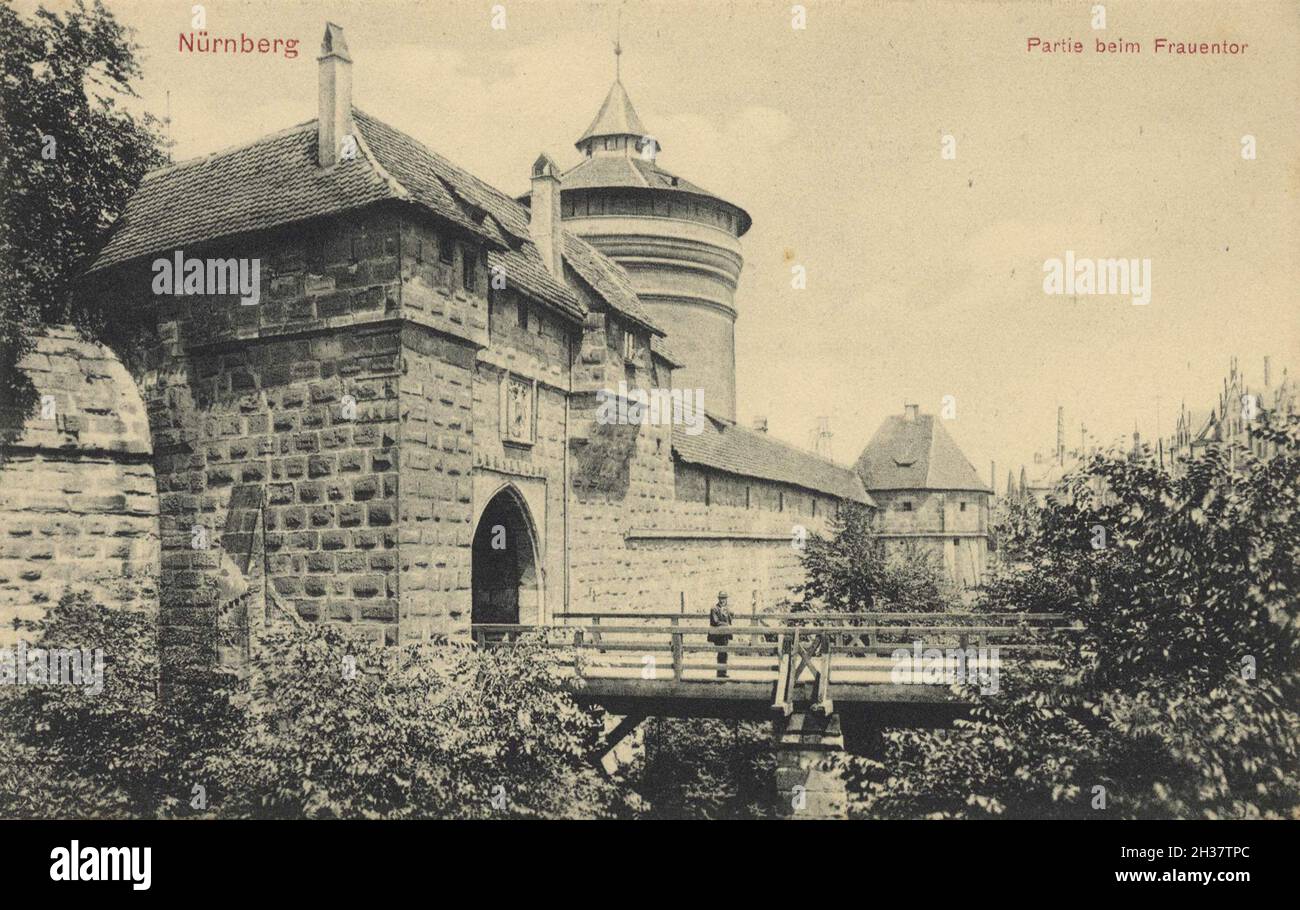 AM Frauentor in Nürnberg, Mittelfranken, Bayern, Deutschland, Ansicht von ca 1910, digitale Reproduktion einer gemeinfreien Postkarte Banque D'Images