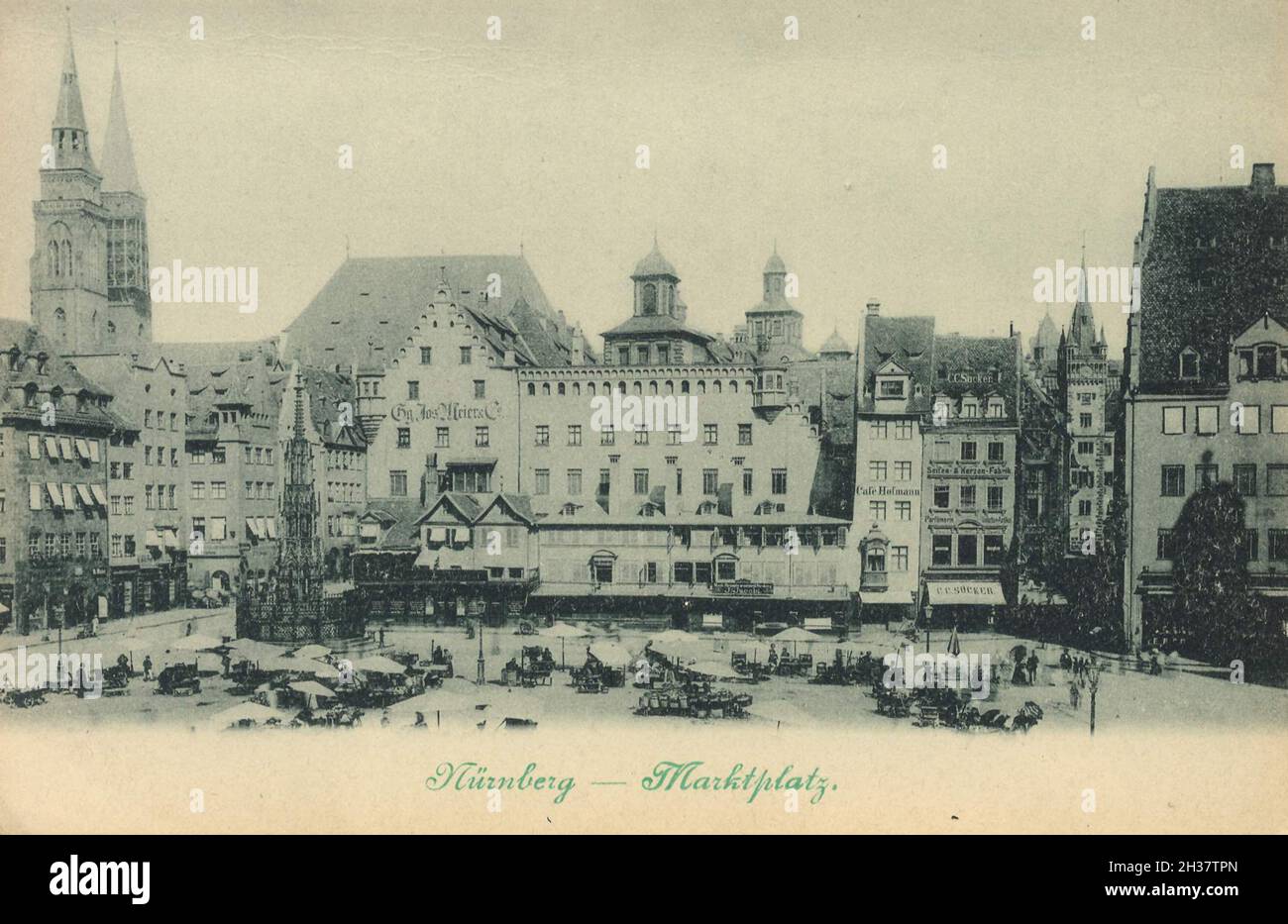 Marktplatz in Nürnberg, Mittelfranken, Bayern, Deutschland, Ansicht von ca 1910, digitale Reproduktion einer gemeinfreien Postkarte Banque D'Images