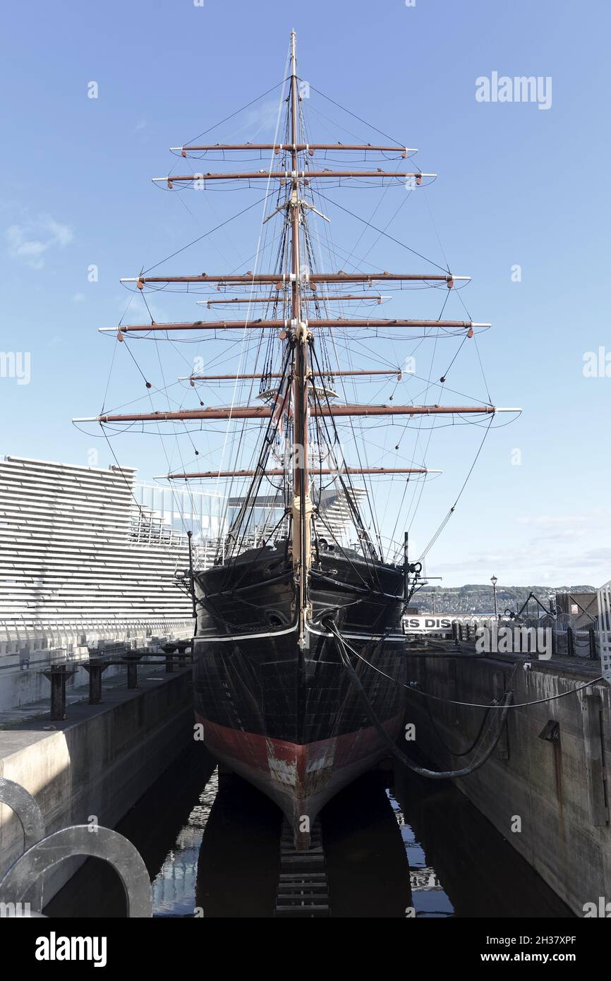 Gros plan sur Royal Research Ship (RRS) Discovery, qui est définitivement amarré à Dundee, en Écosse. Banque D'Images