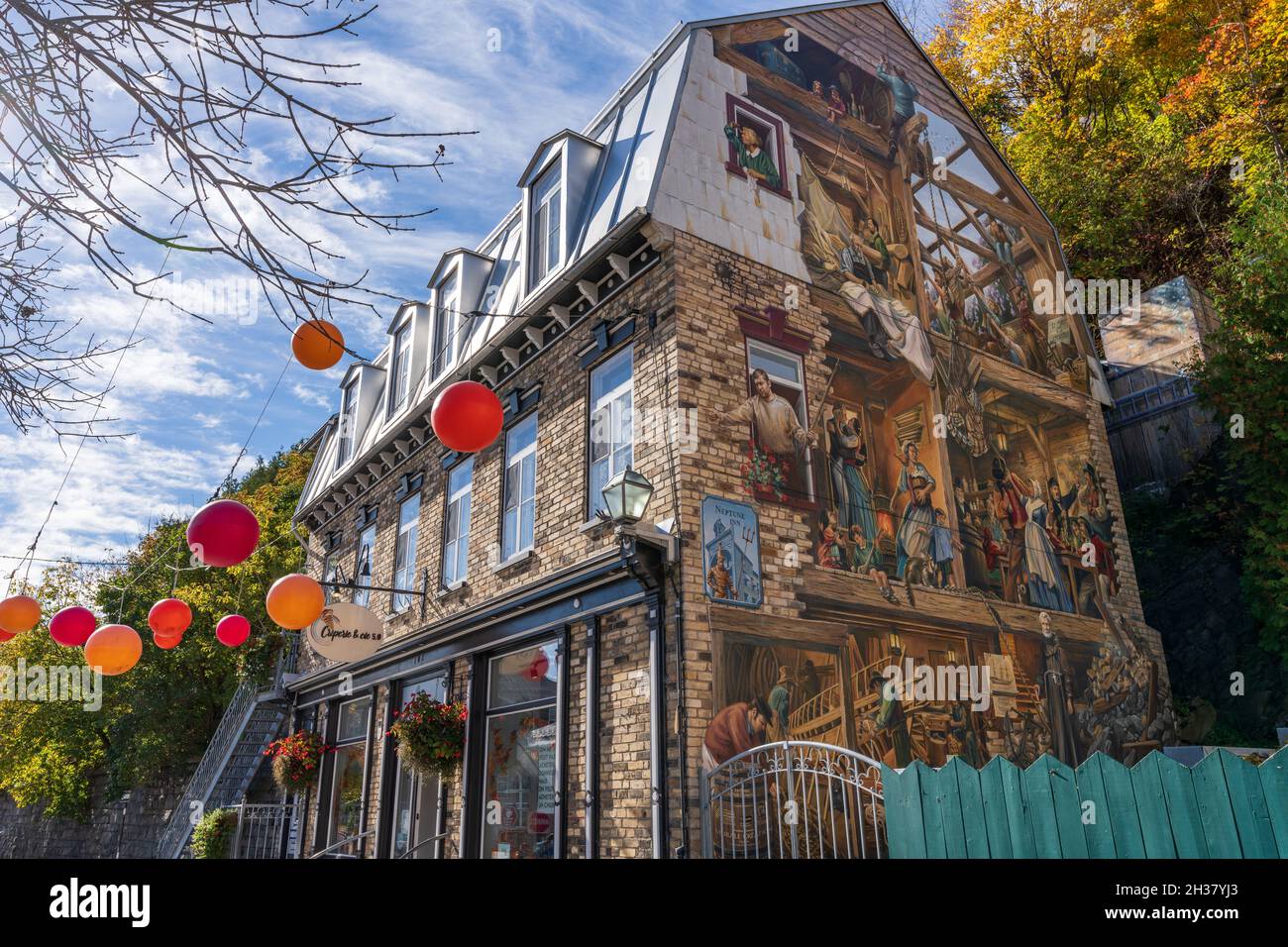 Québec, Canada - octobre 20 2021 : quartier du petit Champlain en automne.Une petite zone commerciale à Québec. Banque D'Images