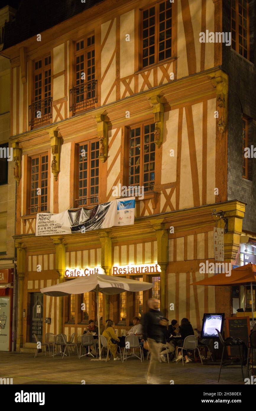 France, Bretagne, Nantes, scène de rue, vie nocturne,personnes, Banque D'Images