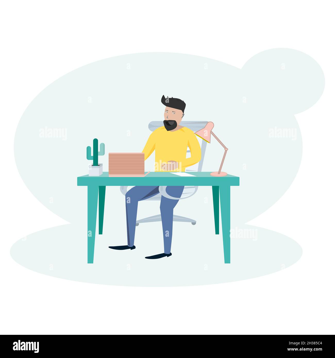 Travailler au bureau à domicile.Concept Office.Illustration du vecteur isométrique plat. Illustration de Vecteur