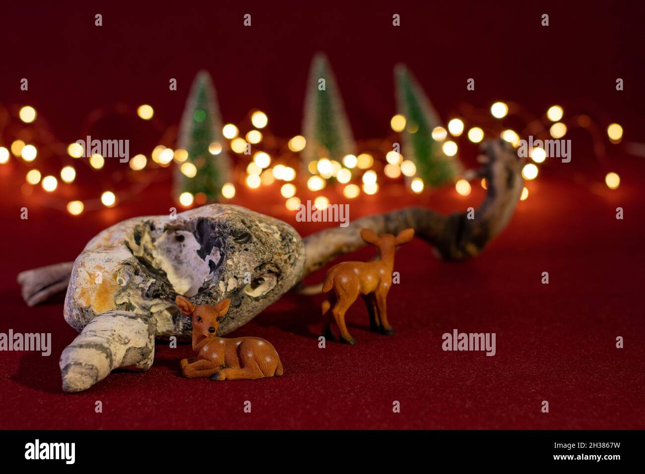 cerf dans une scène de noël Banque D'Images