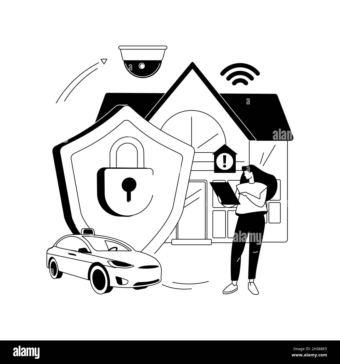 Illustration du vecteur de concept abstrait de conception des systèmes de sécurité. Illustration de Vecteur