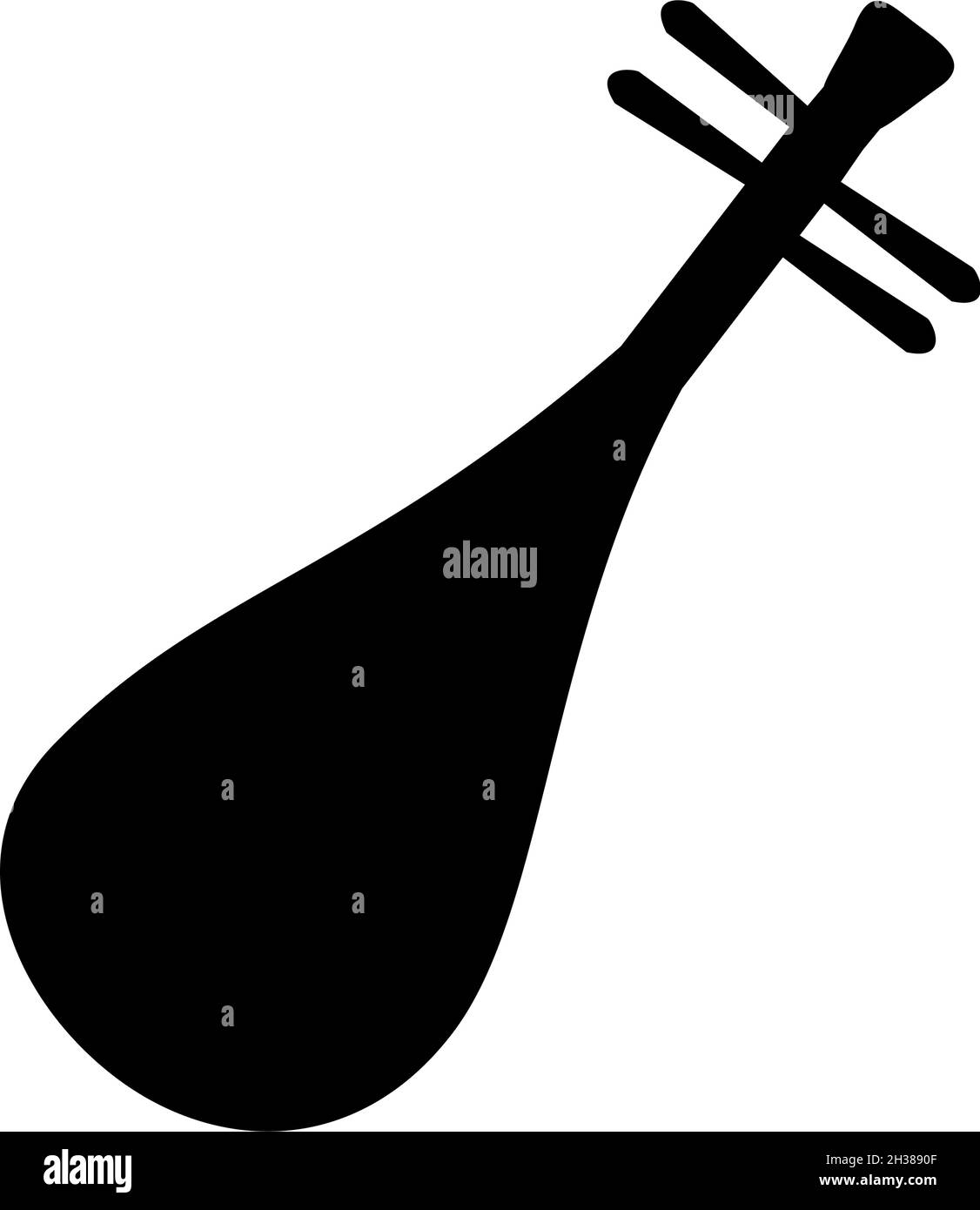 Silhouette de l'ancien instrument de musique chinois à quatre cordes Pipa Illustration de Vecteur