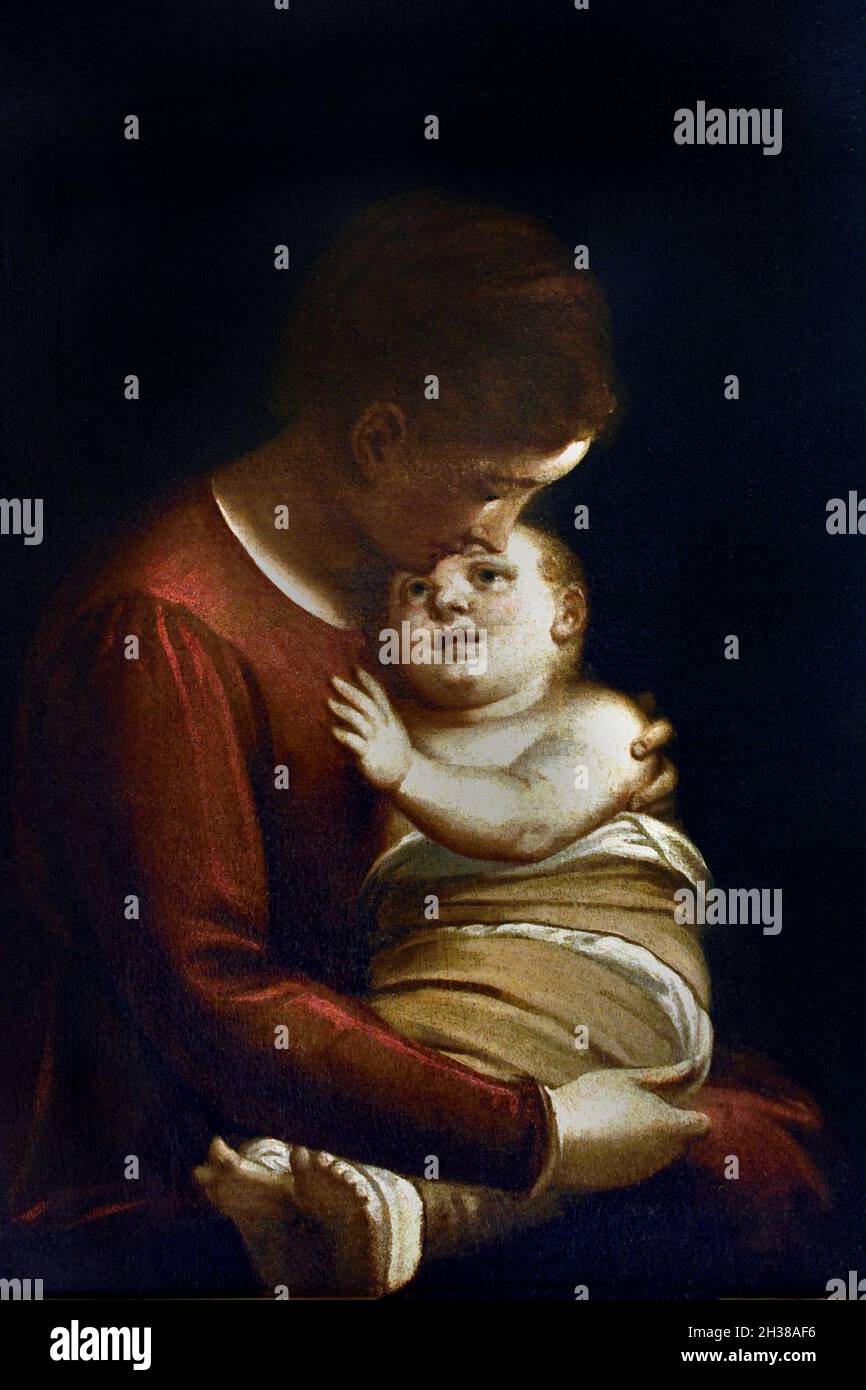 Madonna avec l'enfant 1575 par Luca Cambiaso, 1527-1585 , huile sur toile Italie, Italien, Banque D'Images