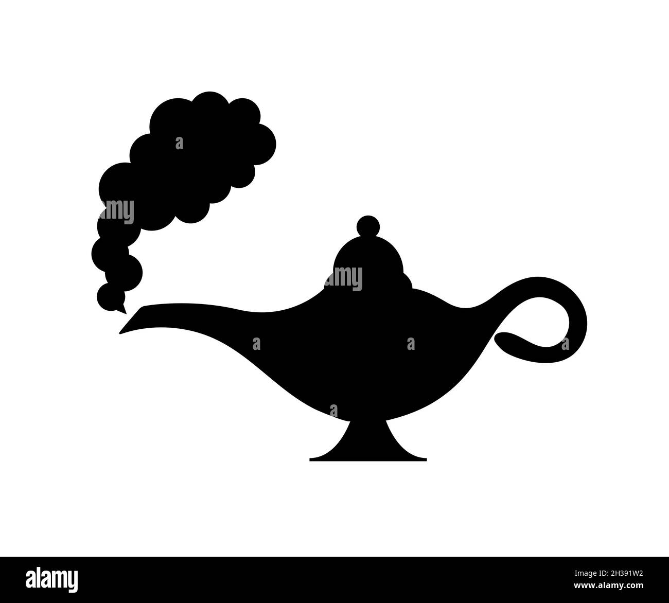 Lampe aladdin magique vecteur icône fumée. Illustration de la lampe Aladin Genie Wish Illustration de Vecteur