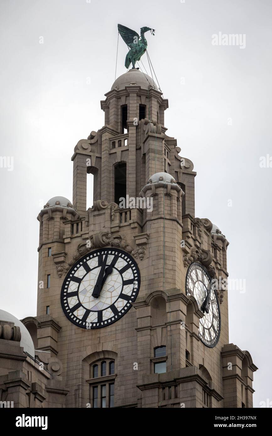 Le Royal Liver Building à Pier Head, Liverpool Banque D'Images