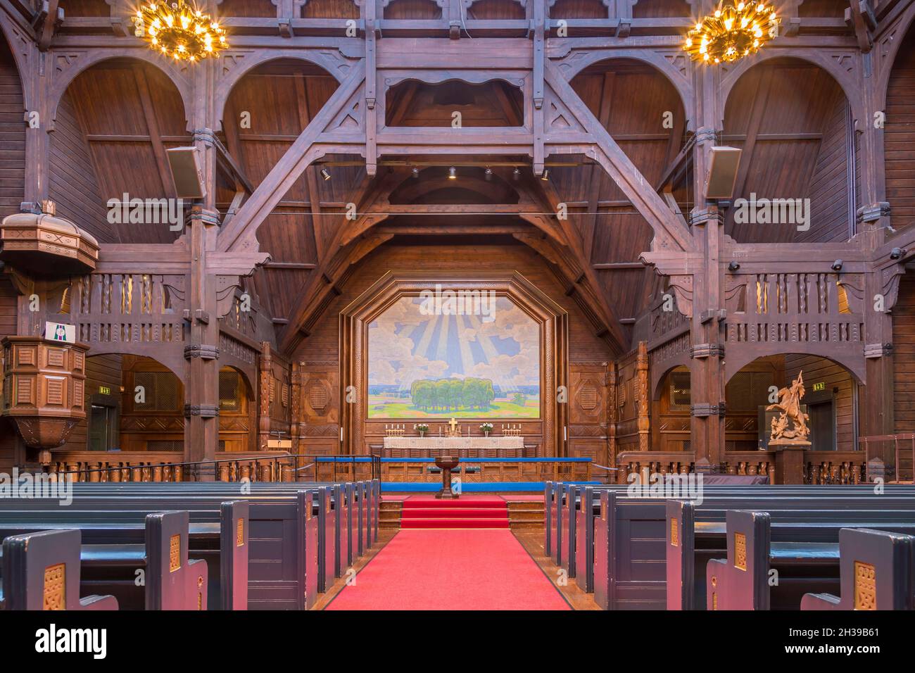 Intérieur de l'église Kiruna, Kiruna kyrka, Laponie, Nord de la Suède, Suède Banque D'Images