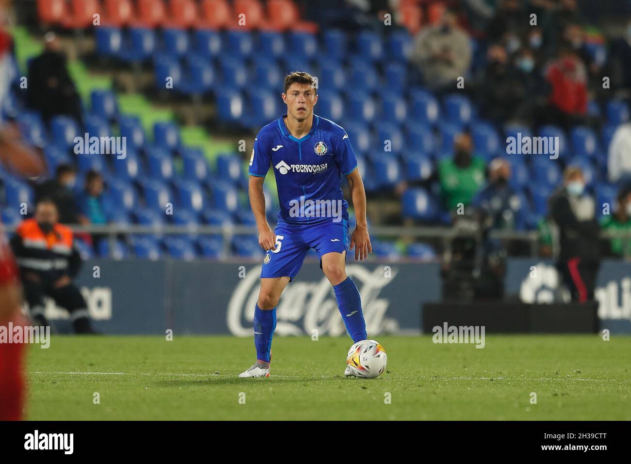 Getafe, Espagne.25 octobre 2021.Jorge Cuenca (Getafe) football : match espagnol 'la Liga Santander' entre Getafe CF 0-3 RC Celta de Vigo au Colisée Alfonso Perez à Getafe, Espagne .Crédit: Mutsu Kawamori/AFLO/Alay Live News Banque D'Images