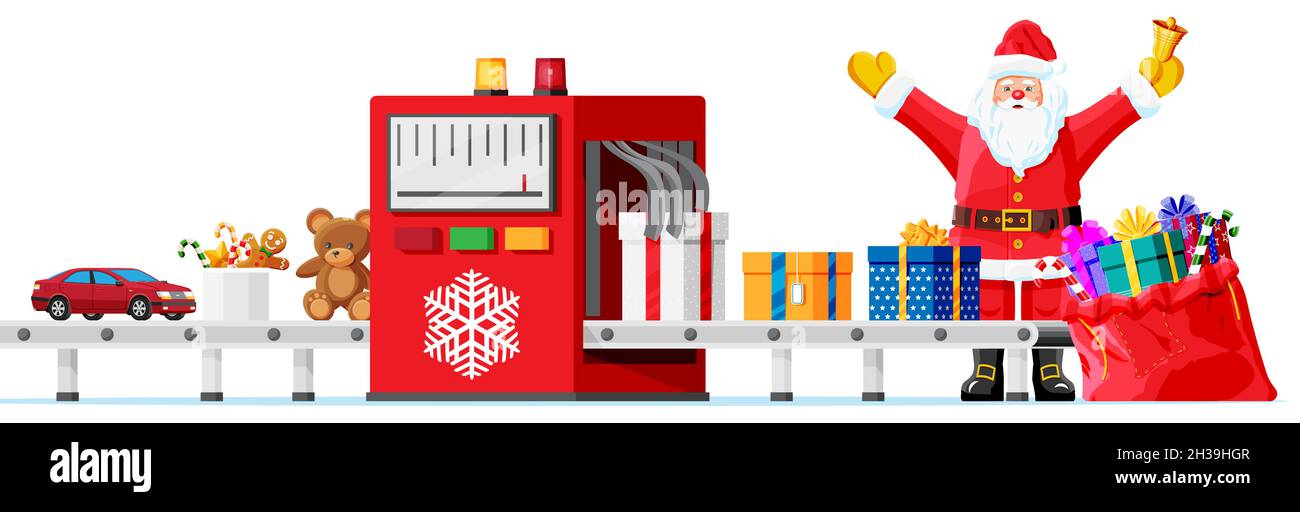 Noël Factory Packs cadeaux boîtes. Illustration de Vecteur