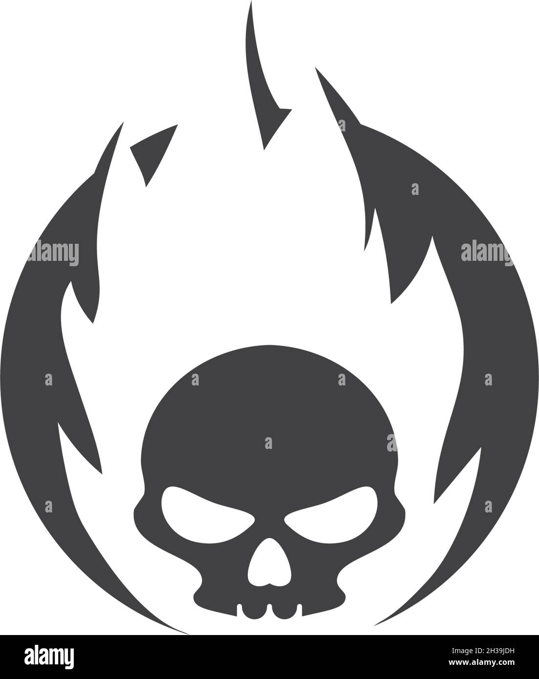 Logo crâne brûlé illustration vectorielle conception plate Illustration de Vecteur