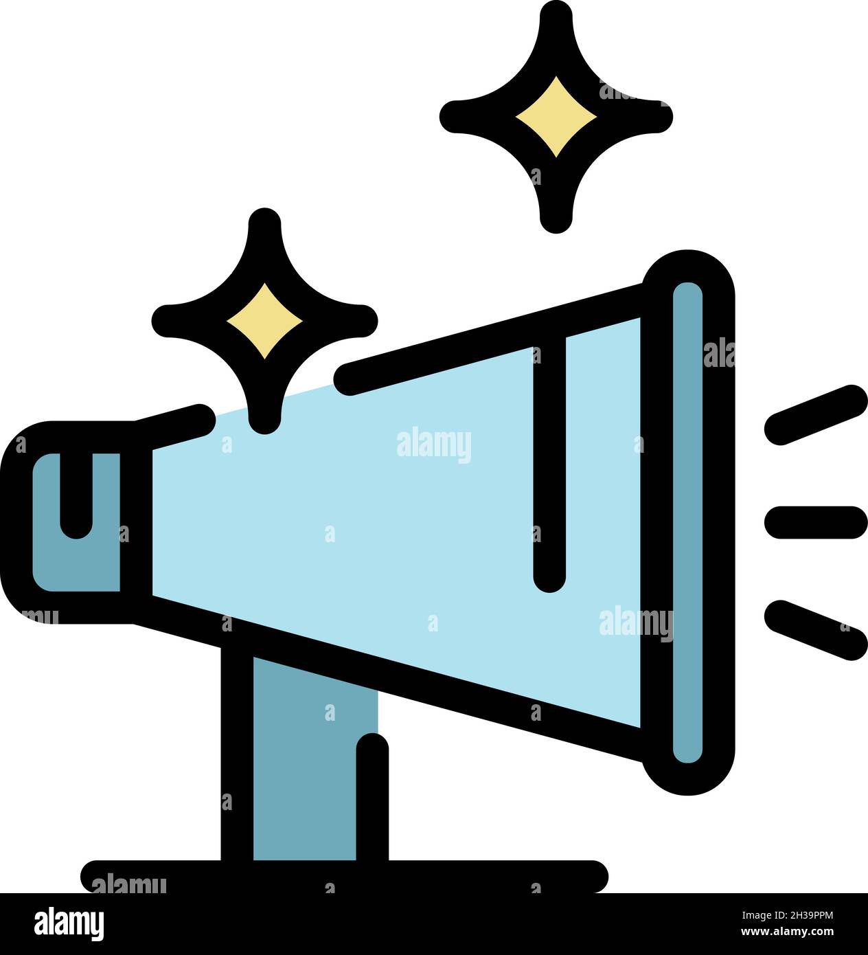 Icône de mégaphone du réalisateur.Outline film Director mégaphone vecteur icône couleur plat isolé Illustration de Vecteur