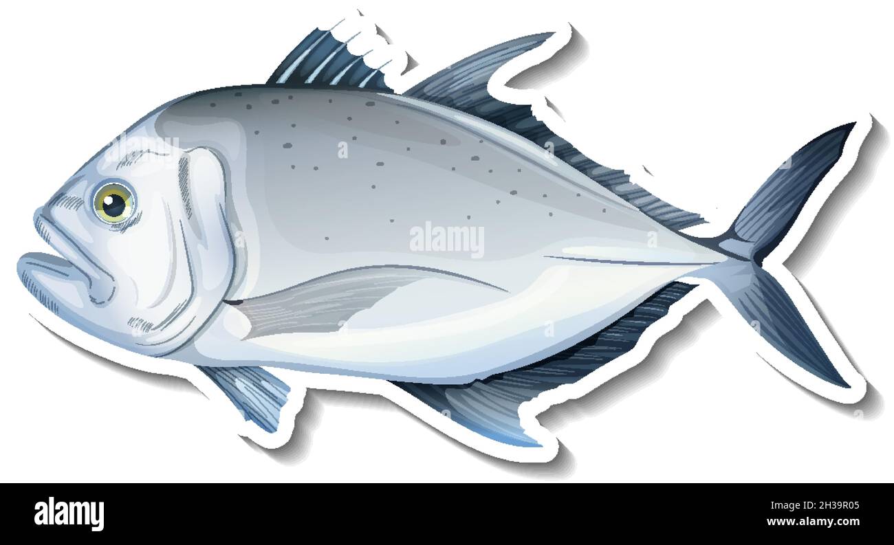 Autocollant de poisson géant sur fond blanc Illustration de Vecteur