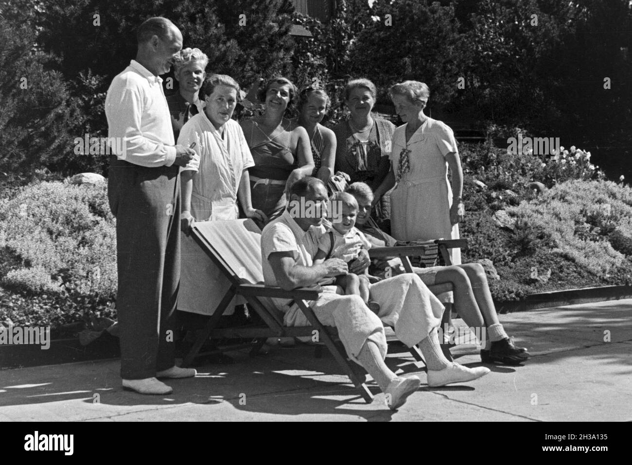 Familie auf Urlaub an der Ostsee, Deutschland 1930 er Jahre. Vacances familiales en mer Baltique, Allemagne 1930. Banque D'Images