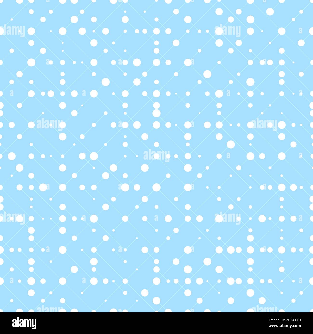 Motif géométrique sans couture à pois blancs et lignes.Arrière-plan imprimé graphique simple bleu.Papier d'emballage minimaliste.Grille monochrome élégante.Hiver sno Illustration de Vecteur
