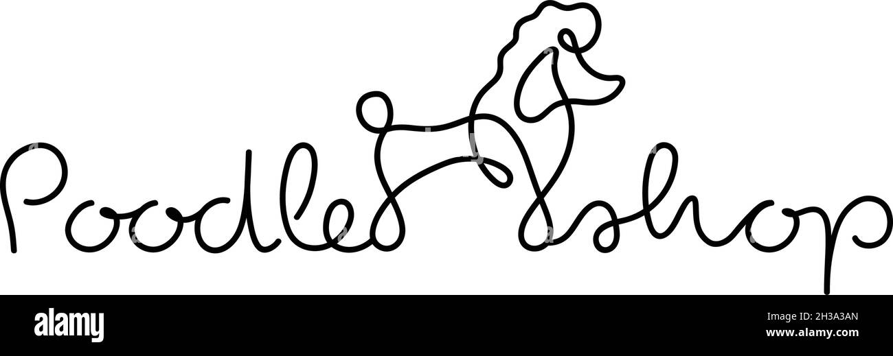 Adorable chien magasin de caniche une ligne illustration vectorielle Illustration de Vecteur