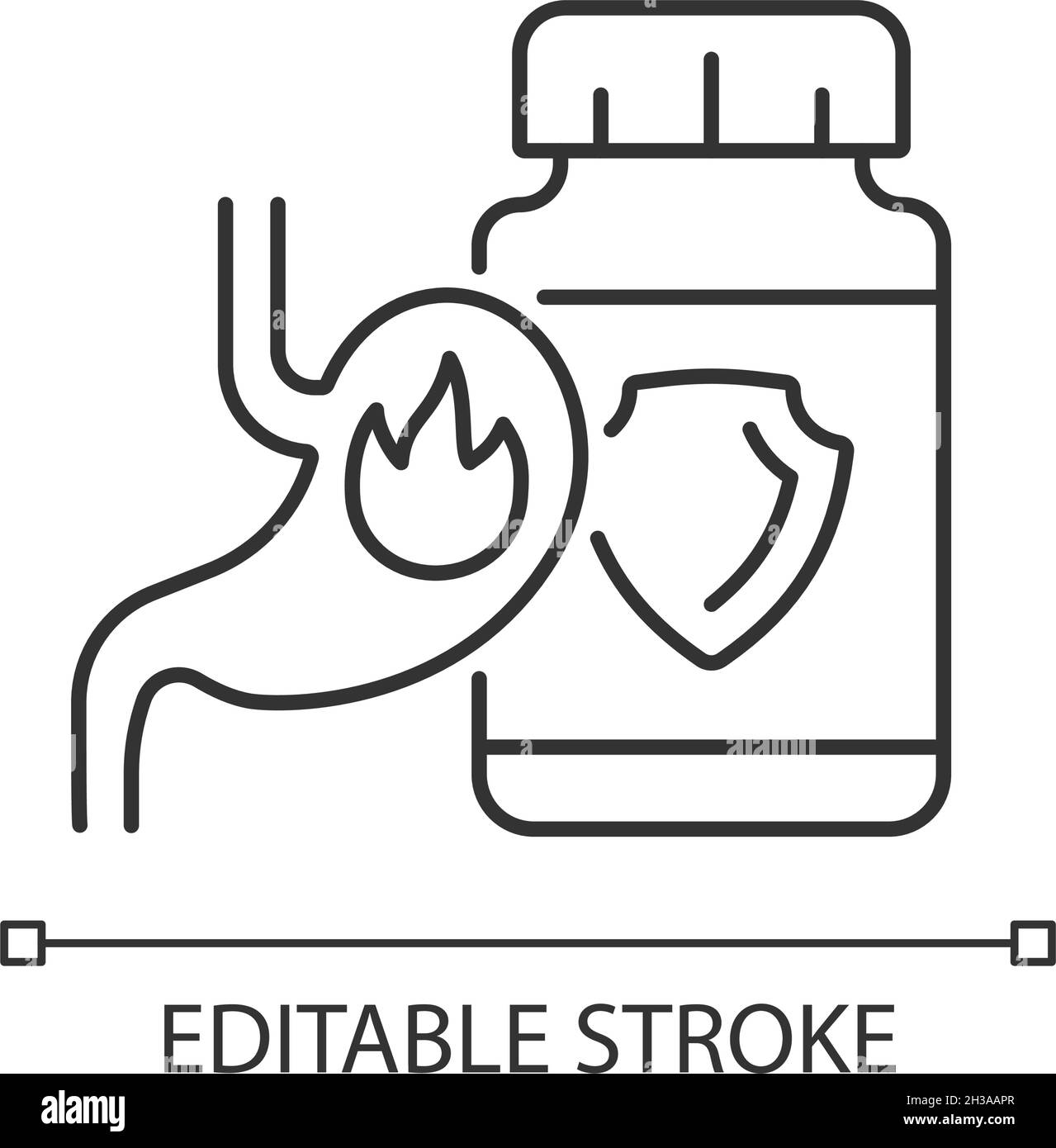 Acide reflux suppléments linéaire icône Illustration de Vecteur
