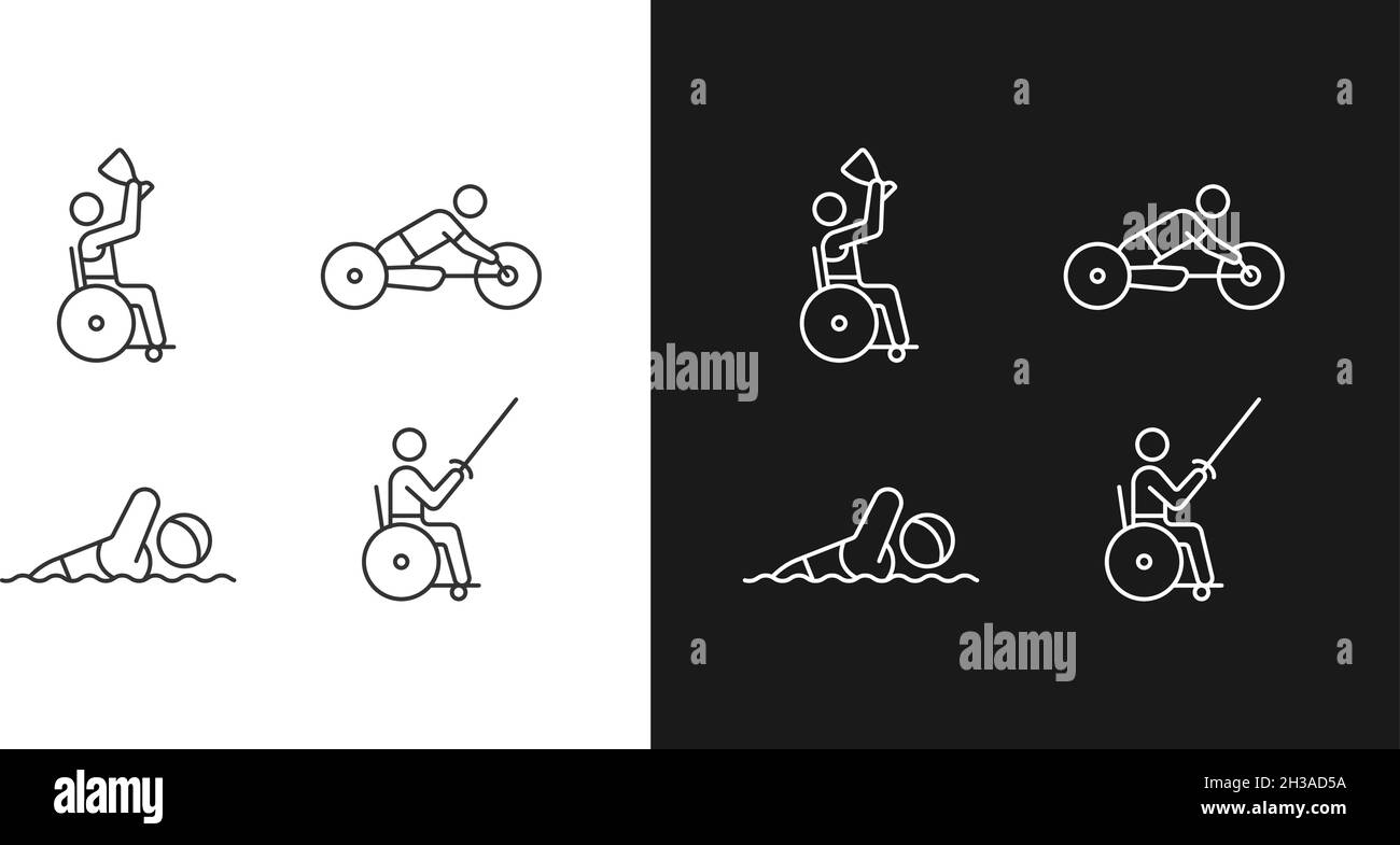 Adaptive conteste les icônes linéaires définies pour les modes sombre et clair Illustration de Vecteur
