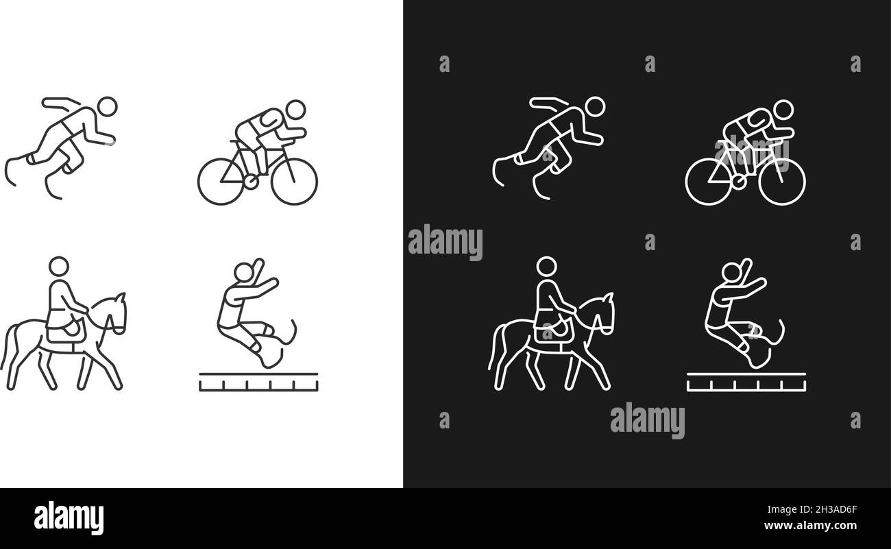 Icônes linéaires sport adaptatives définies pour les modes sombre et clair Illustration de Vecteur