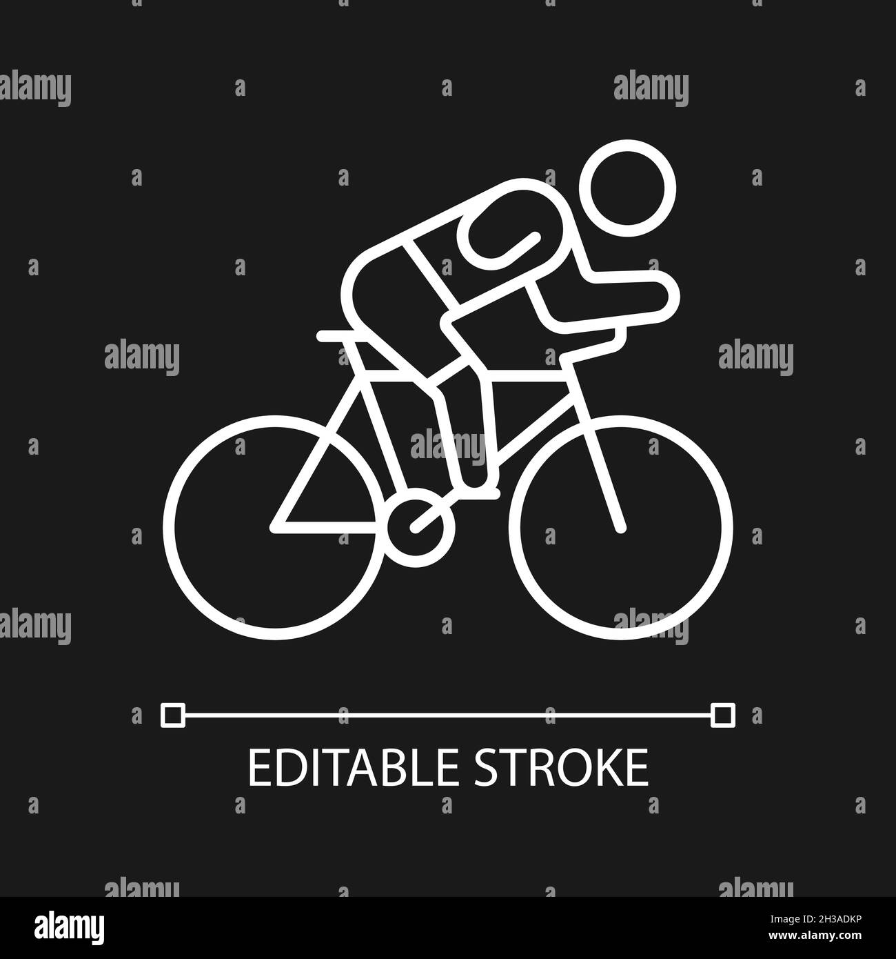 Icône linéaire blanche de vélo de piste pour thème sombre Illustration de Vecteur
