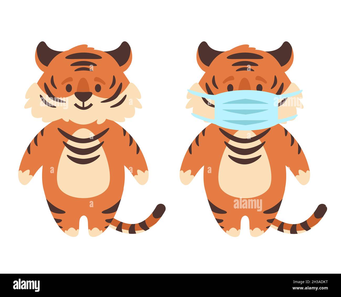 joli tigre avec masque de protection Illustration de Vecteur