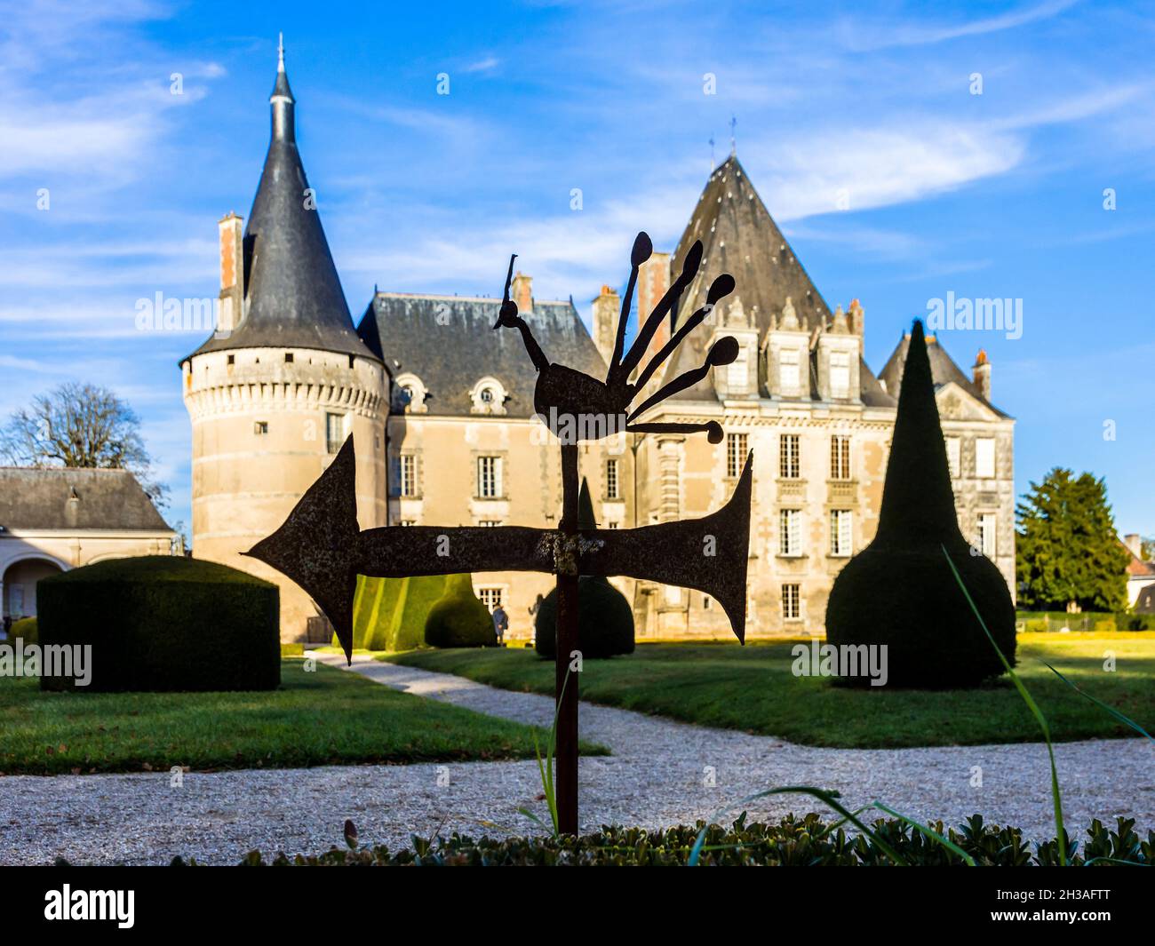 Château du XVe / XVIIe siècle (monument historique) d'Azay-le-Ferron, Indre (36), France. Banque D'Images