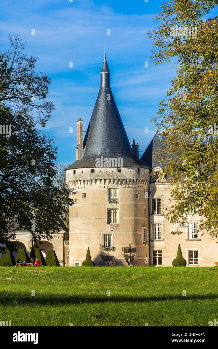 Château du XVe / XVIIe siècle (monument historique) d'Azay-le-Ferron, Indre (36), France. Banque D'Images