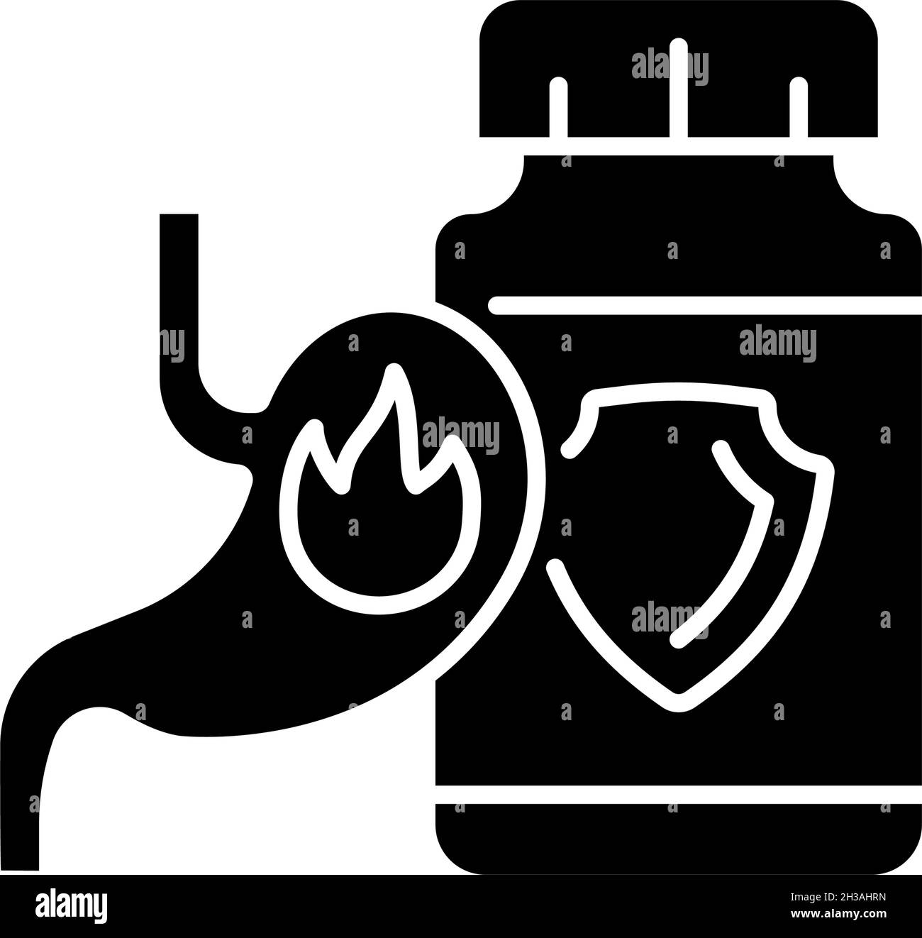 Acide reflux suppléments glyphe noir icône Illustration de Vecteur