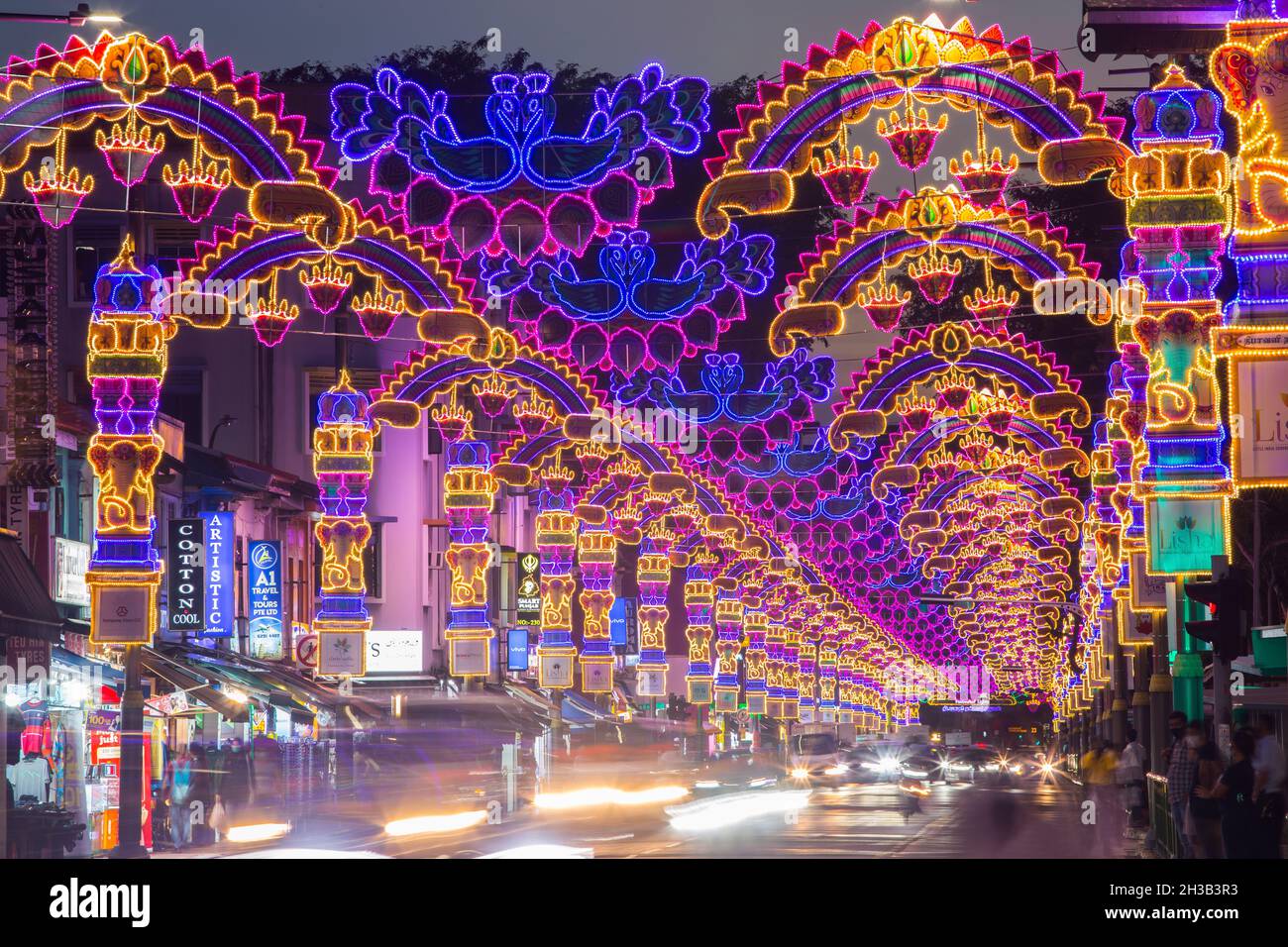 Deepavali 2021: Célèbre le Festival des lumières de Little India.Un lieu populaire pour les sites du patrimoine et les activités touristiques.Singapour.Asie du Sud-est. Banque D'Images