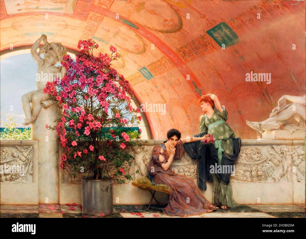Lawrence Alma-Tadema.Peinture intitulée «rivaux inconscients» de l'artiste britannique-néerlandais, Sir Lawrence Alma-Tadema (/b.Lourens Alma Tadema, 1836-1912), huile sur panneau de bois, 1893 Banque D'Images