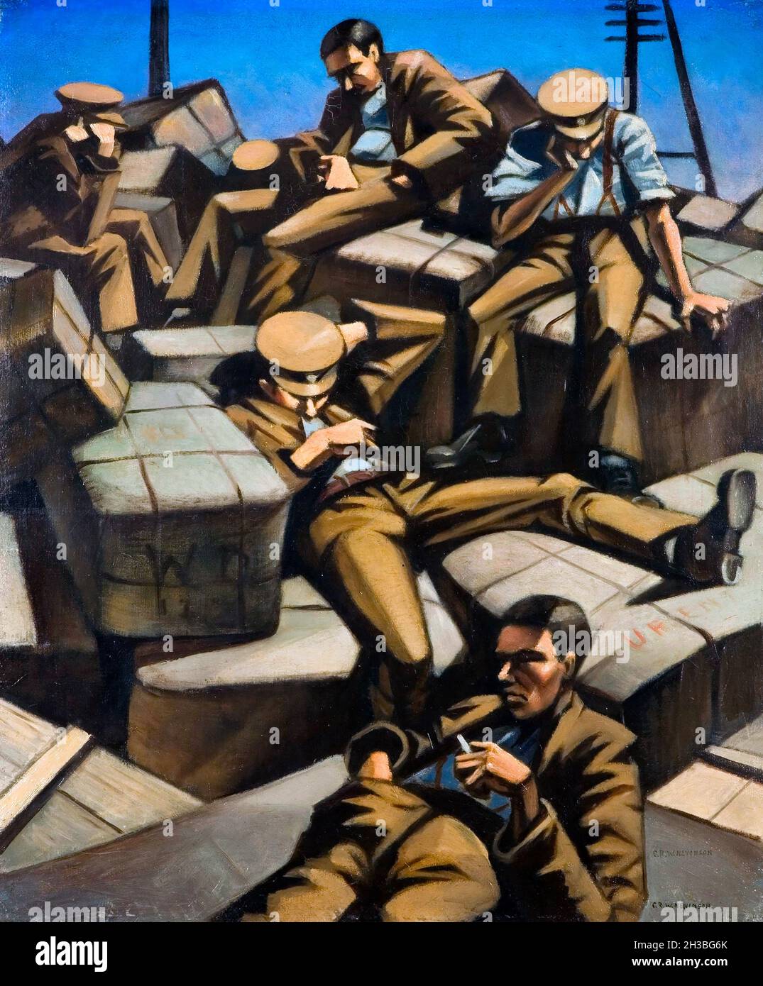 Chien fatigué par Christopher R. W. Nevinson (1889-1946), huile sur toile, 1916 Banque D'Images