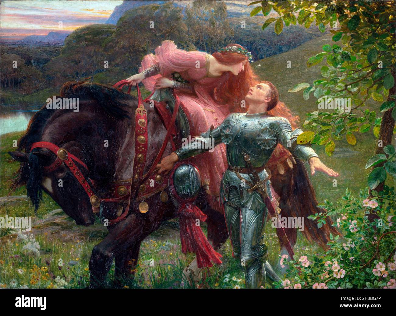 La Belle Dame sans Merci par l'artiste anglais Frank Dicksee (1853-1928), huile sur toile, 1901 Banque D'Images