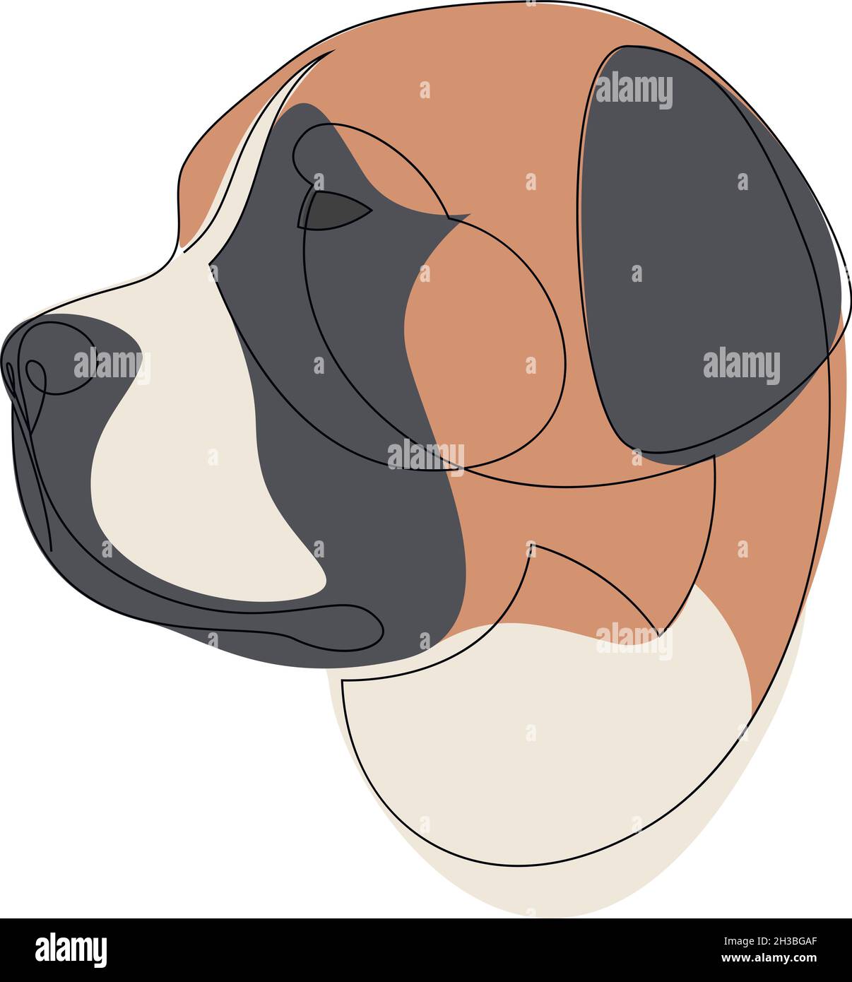 Icône de vecteur de chien Saint-Bernard en style de contour pour le Web Illustration de Vecteur