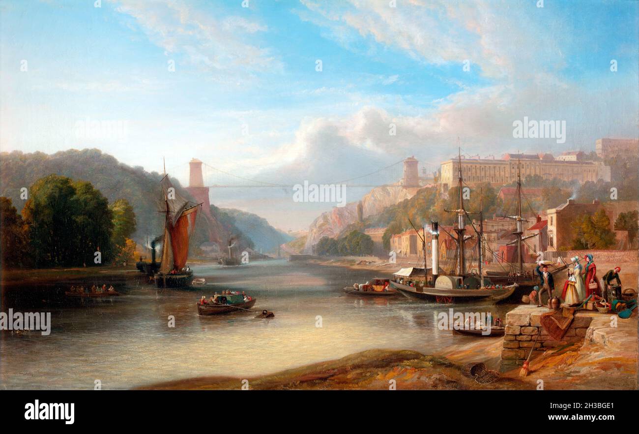 Vue sur l'Avon à Hotwells par Samuel Jackson (1794-1869), huile sur toile, 1840 Banque D'Images