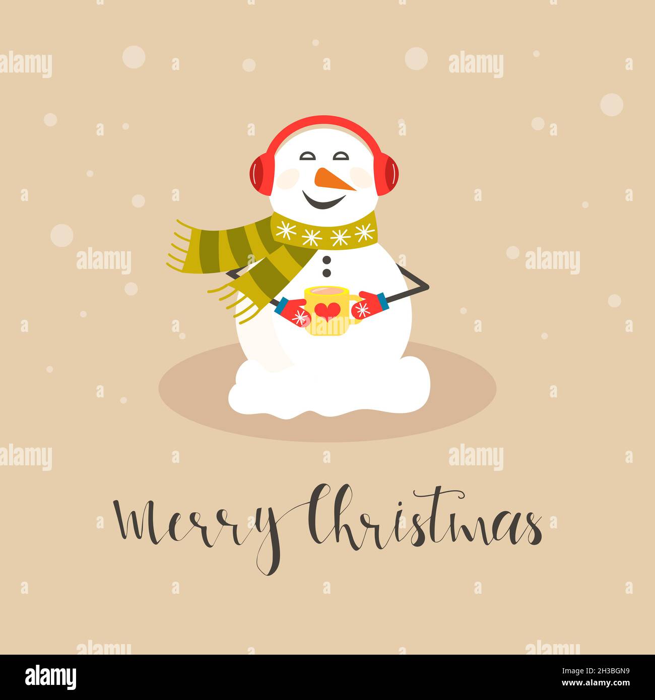 Bonhomme de neige joyeux noël avec différents cadeaux.Bonhomme de neige