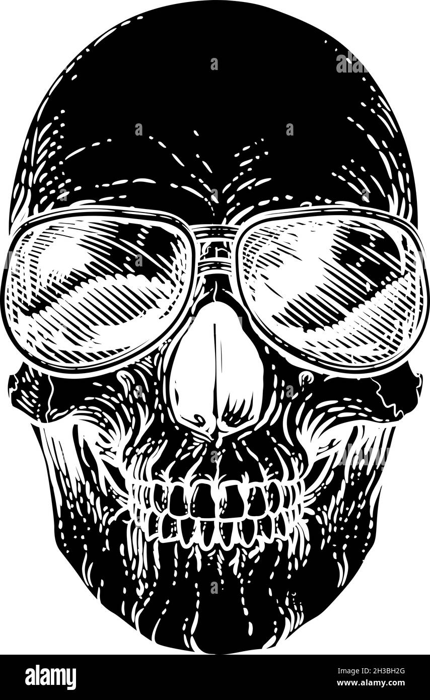 Crâne squelette Lunettes Cool dans les tons Illustration de Vecteur