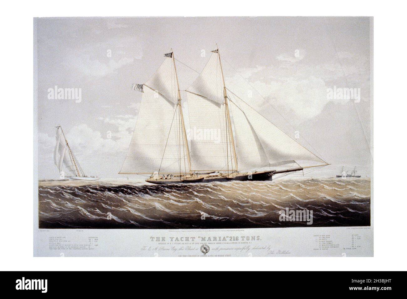 Imprimés vintage pour bateaux à voile (et pédalos) Banque D'Images